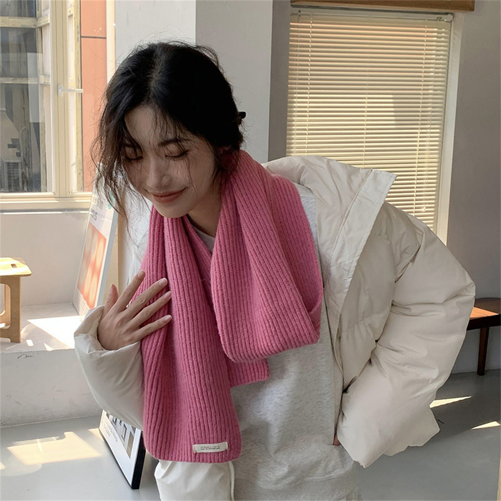 Korean Scarves for Women Winter Warm Cashmere Knitting Scarf Unisex Thickened Wool Scarf Japanese Couple Neck Scarf Accessories b85e4