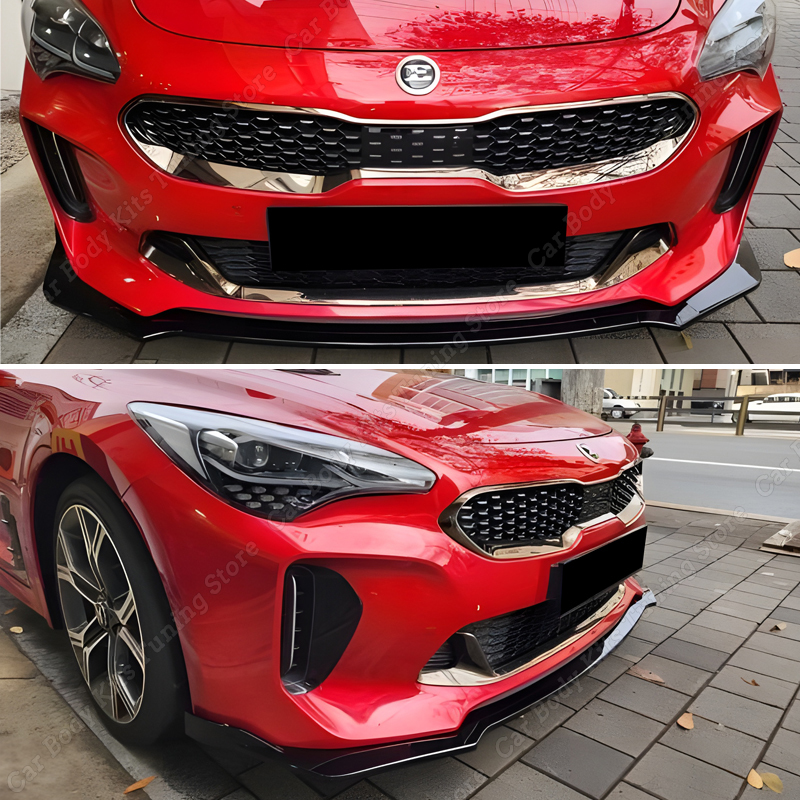 3Pcs Car Front Lip Bumper Splitter Diffuser Body Kit Spoiler For Kia Stinger GT 2018-2023 Tuning Gloss Black Style Accessories