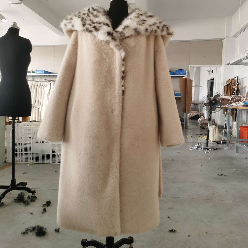 shanshi fur coat women Haining men's and women's mink imitation fox leopard print warm coat fur large