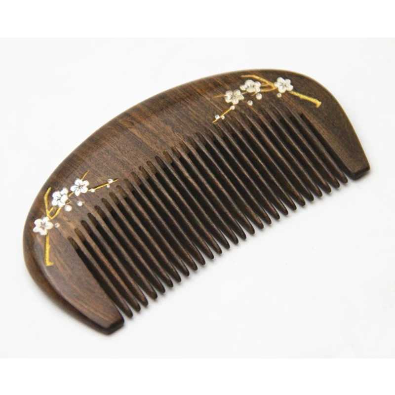 Natural gold hawthorn wood small comb natural wood structure fine teeth hair comb anti-static head embossing point massage gift W241112