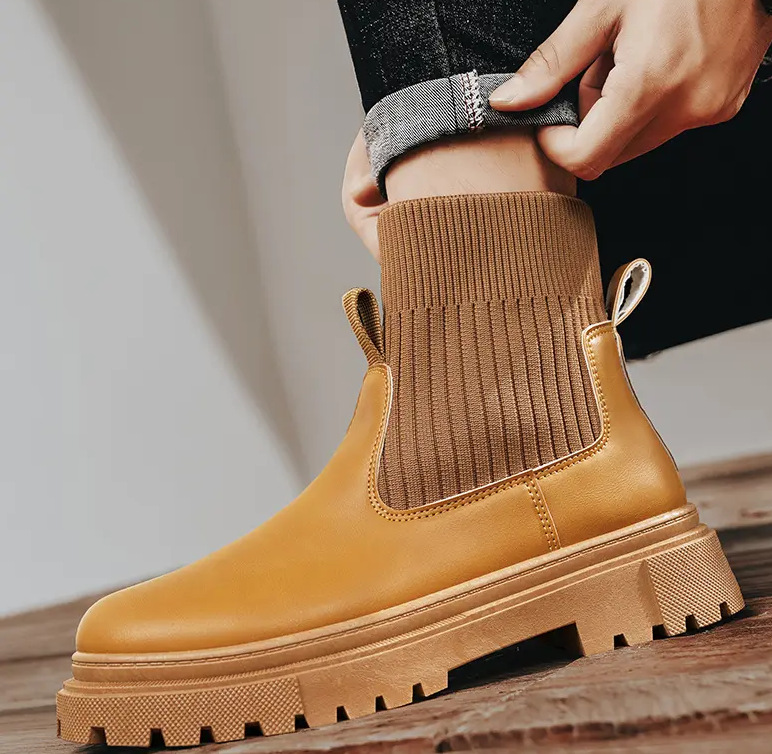 Men's Boots:Fashion Simple Design hot Boots 2024 Winter New Style High Top Anti-slip Comfort,Black/Brown,Free shipping