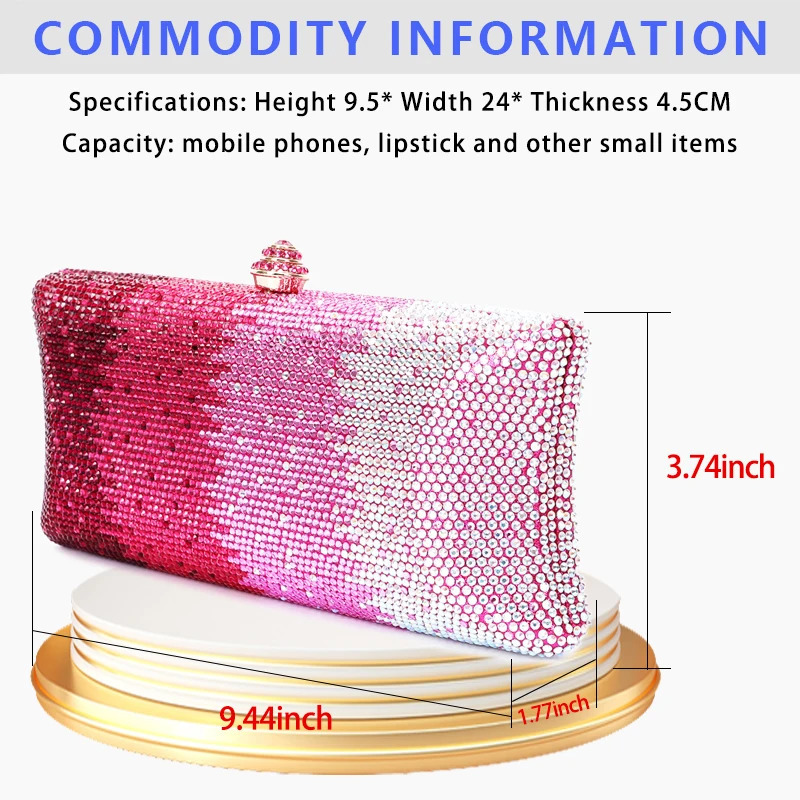 Stone Gradient Wallet Rhinestone Dinner Bag Diamond Clutch Crystal Crossbody Bag Wedding Party Bride Womens Evening Bag 241112