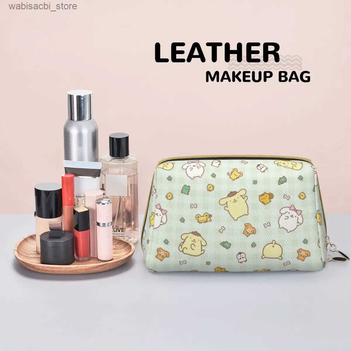 Cosmetic Bags Funny Pompompurin Leather Makeup Bag Trend Large Capacity Cosmetic Bags Accessories Woman Zipper Beauty Toiletry L49