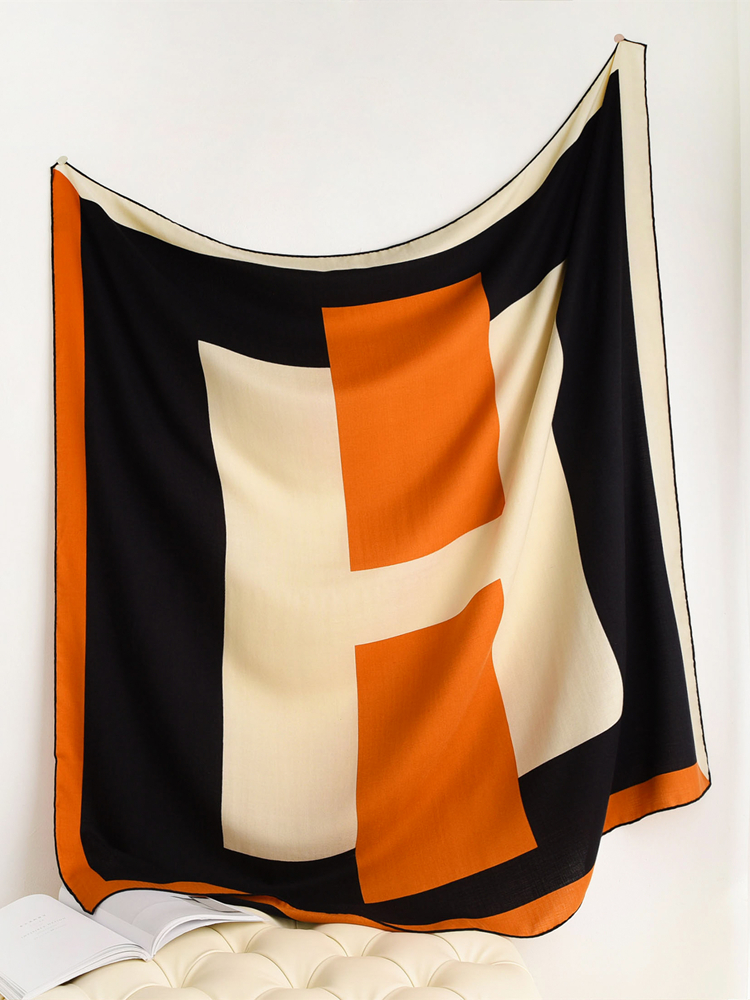 H Wool Cashmere Silk Scarf 135CM Designer Brand Pashmina Square Winter Large Thick Large Shawls for Women Stole Cape f4dee