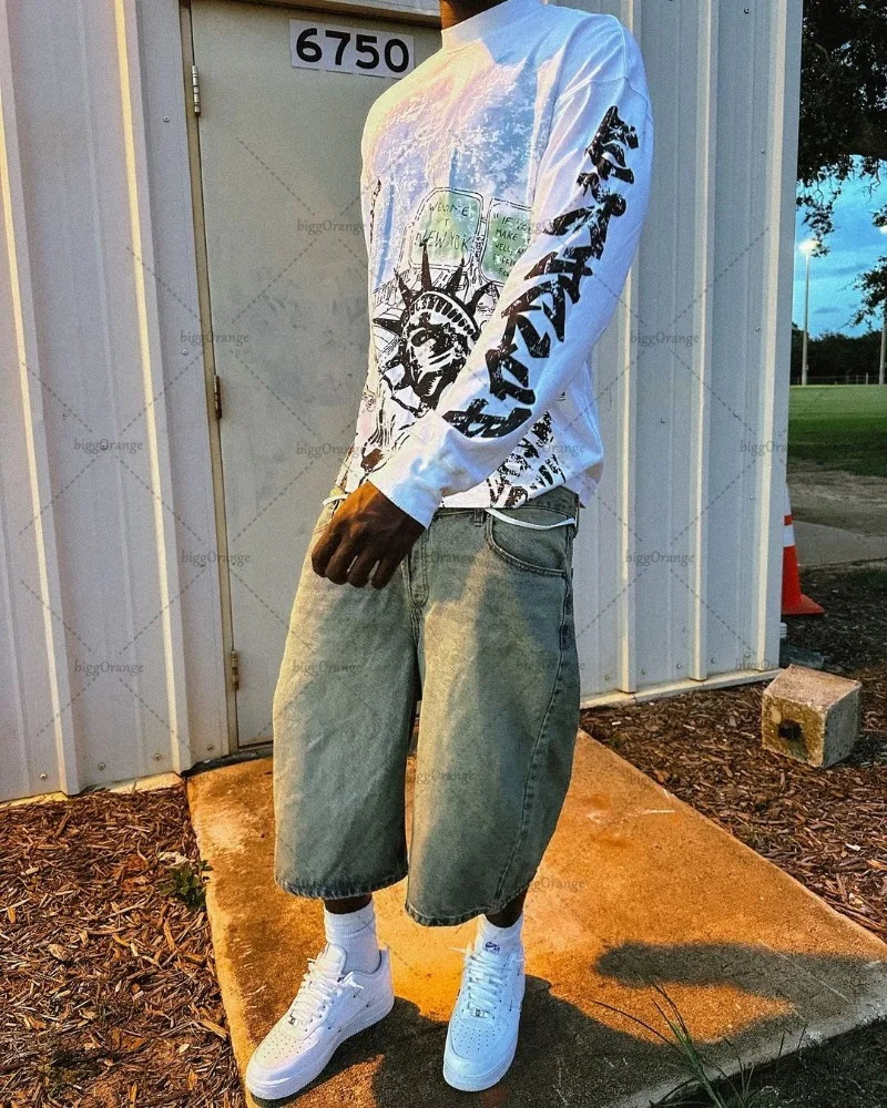 Y2K Gothic Punk Style Thorne Printed Long Sleeve Mens Harajuku Retro Oversized T-shirt Trendy Hip Hop Casual Street Top Womens 241112