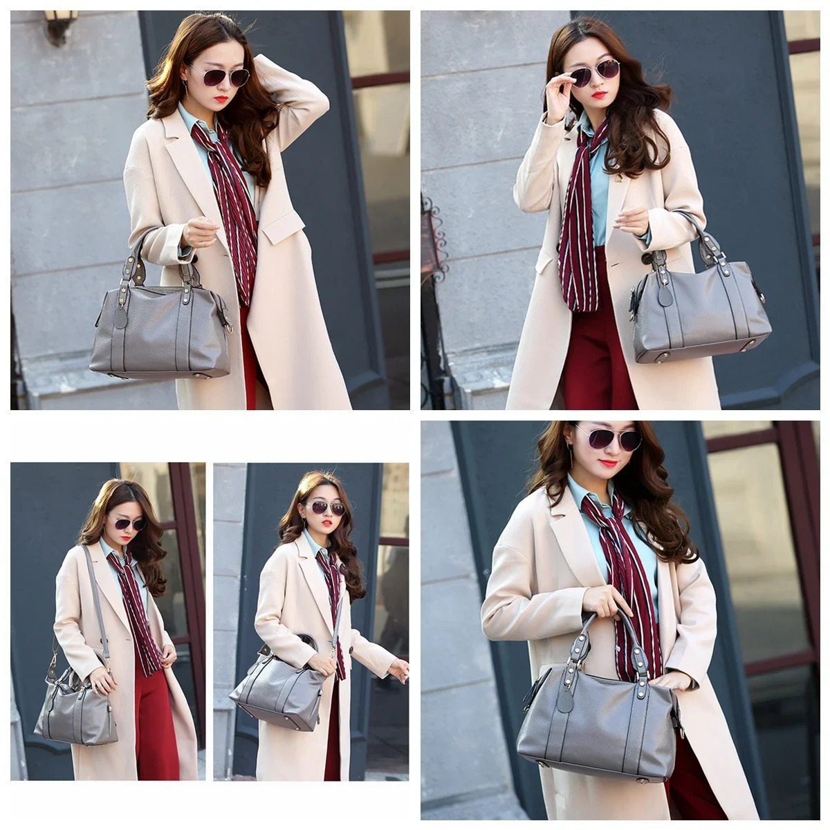 Boston Handbags for Women Fashion Ladies Hand Bags Red Blue Black Gray Crossbody Shoulder Bag Bolso Mujer Sac Femme 241111