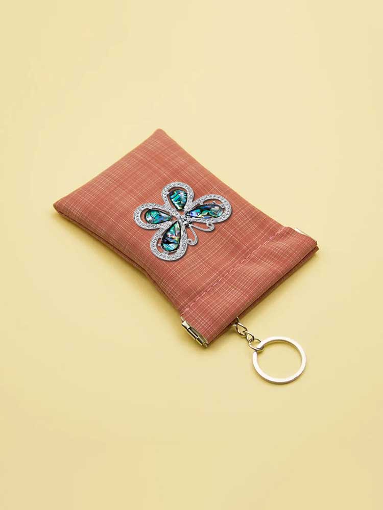 Key Wallets PU Leather Female Scratch-Resistant Decor Pearls Crystals Light White ddbc0