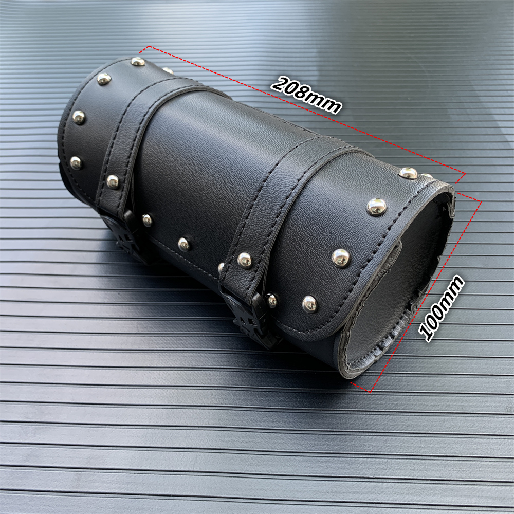 Motorcycle Universal Black PU Leather Saddle Lage Tool Side Bag For Harley XL883 Cafe Racer Honda Yamaha