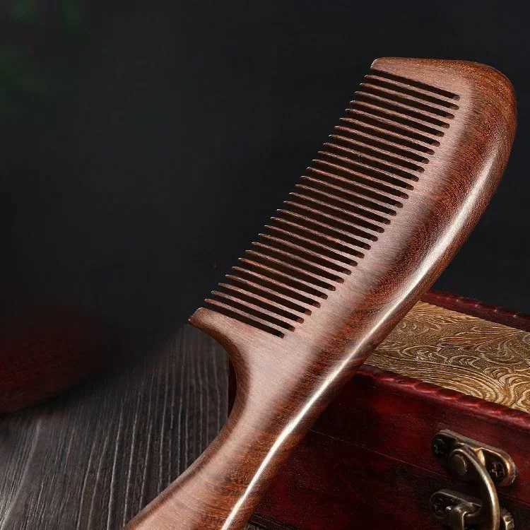 Customized sandalwood comb solid peach wood carved hair brush suitable for friends lovers family gifts long straight and smooth W241112