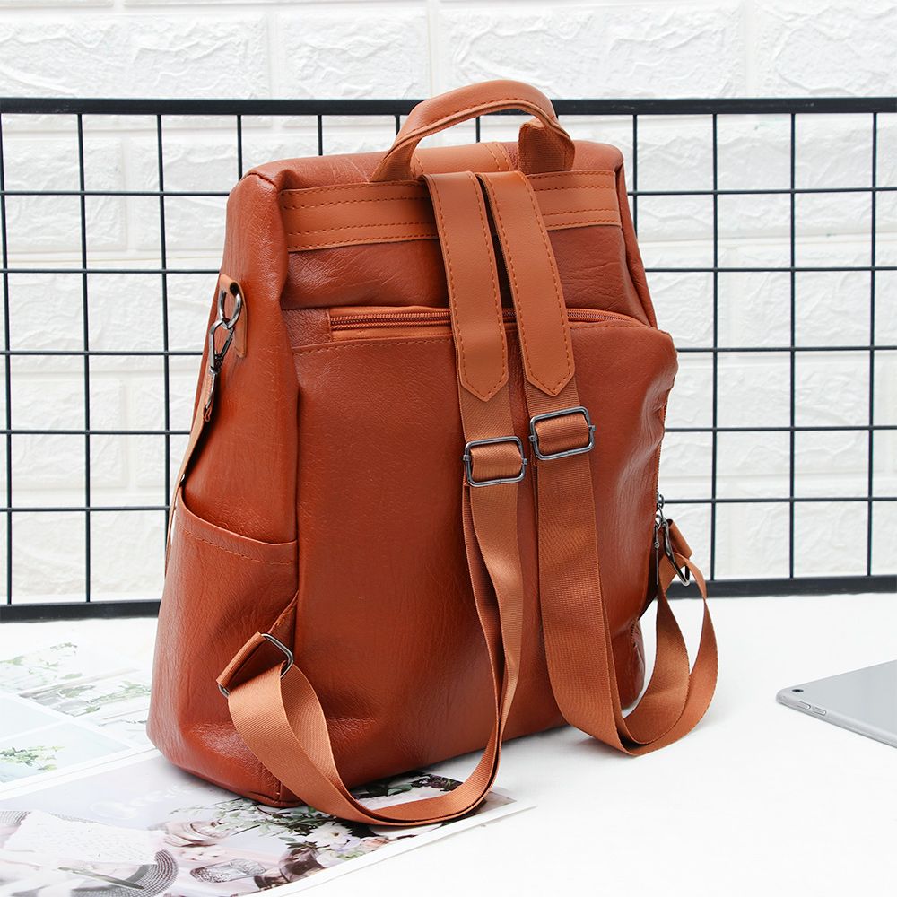 School Girl's College Backpack Large Capacity Women Leather Satchel Unisex Anti-Theft Travel Rucksack Female Shoulder Bag