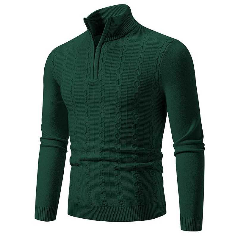 Mens Fashion Turtle Neck Zipper Sweater Comfortable and Casual Embroidered Pattern Pullover Mens Sweater W2411111