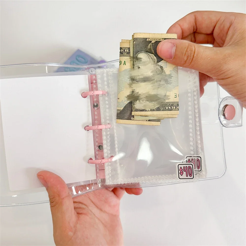 1000 Savings Challenge Binder Waterproof PVC Envelope Mini Budget Binder Notebook Cash Saving Stationery
