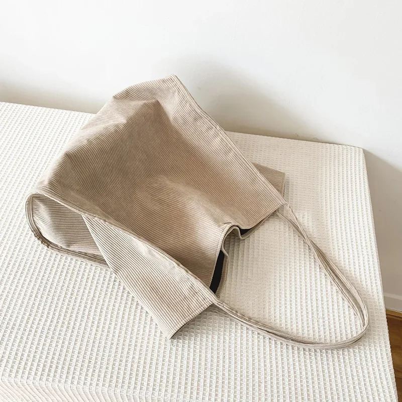 Large Corduroy Shoulder Womens Shopping Bag Cotton Fabric Fashion Canvas Handbag Shopping Bag Womens Handbag Travel Bag 241111