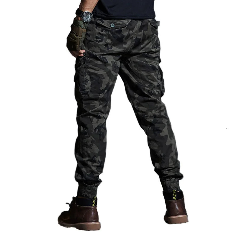 High Quality Khaki Casual Pants Men Tactical Joggers Camouflage Cargo Pants Multi-Pocket Fashions Black Army Trousers Work Wear 241112