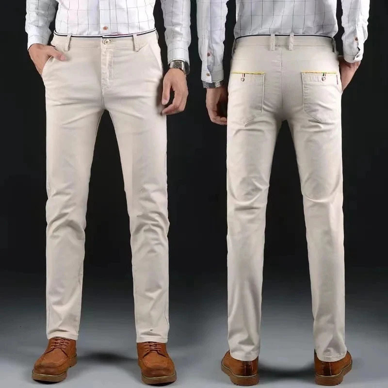 6 Colors Fashion Mens Slim Fit Casual Pants Korea Style Business Work Trousers Allmatch Midwaist Straight 241111