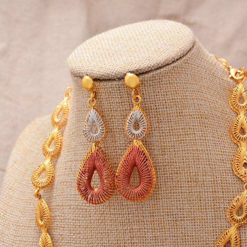Gold Color Jewelry Set For Women Bride Dubai Africa Punk Wholesale Jewelry Set dad86