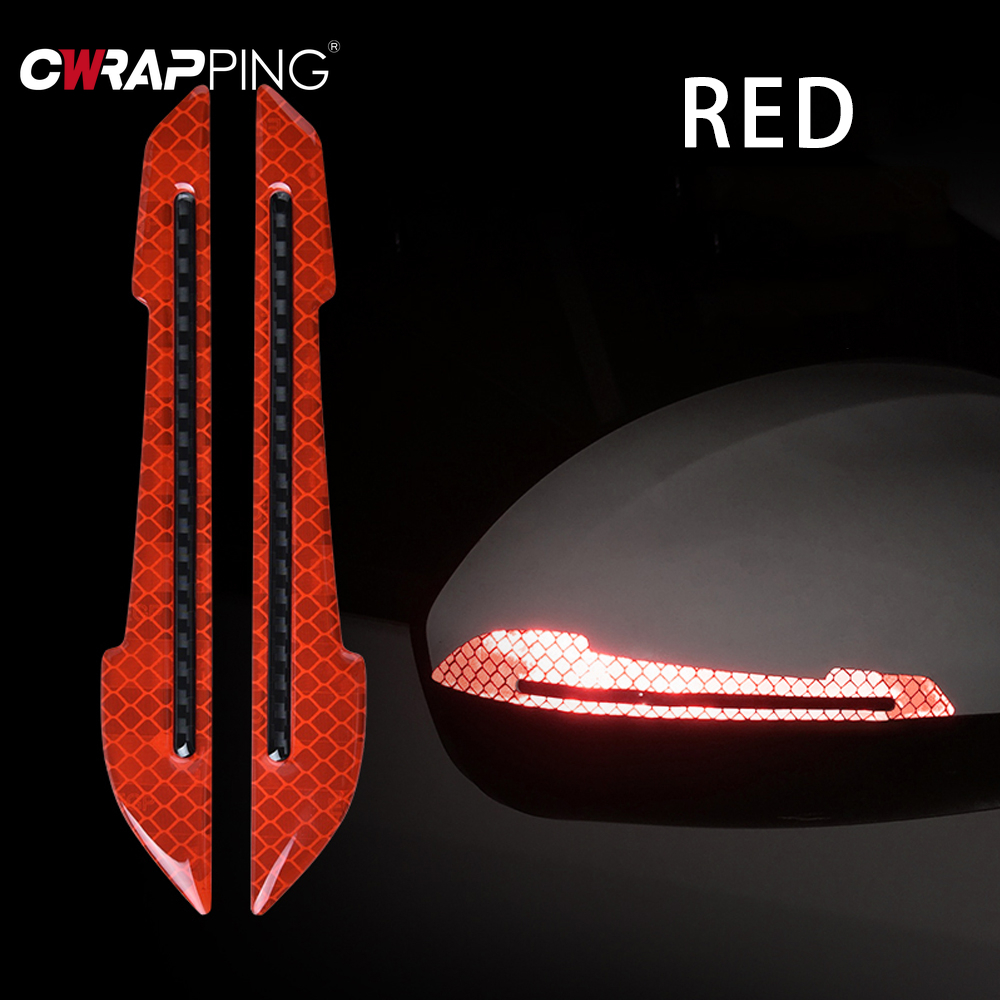 2PCS Car Safety Warning Tape Sticker Mark Styling Reflective Mirror Stickers for Auto DIY Decorative Accessories