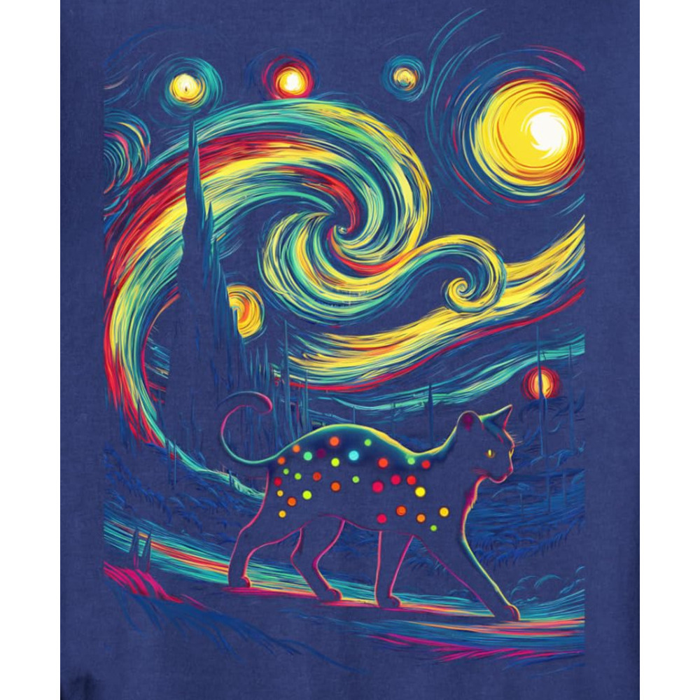 Long Sleeve Shirts for Men sweatshirt Cat Lover Gogh Starry Cat Mom Dad Gift Graphic Tee Sweatshirt T shirt Tee Streetwear Casual tops clothes
