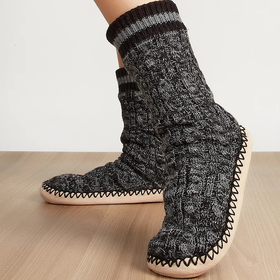 Mens slippers For Home Thicken Warm Floor Slippers Socks Non-Slip Indoor Fashion Plush Slippers Socks House Shoes Male 241112