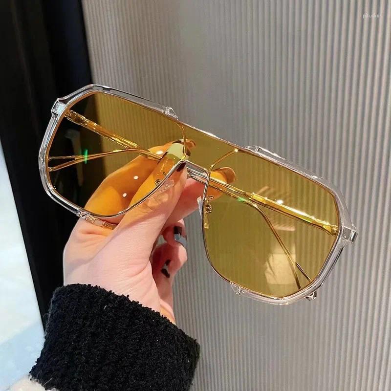 Sunglasses Oversized Women 2024 Unique One Piece Fashion For Men UV400 Punk Glasses Trending Female Eyewear