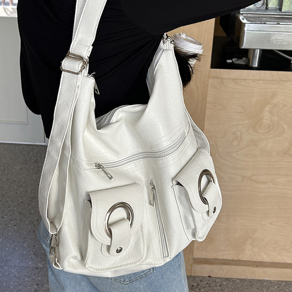 Women Vintage Shoulder Bag Fashion Soft Satchel Bag Multiple Pockets Retro Tote Handbag Top Handle Bag School Work Backpack