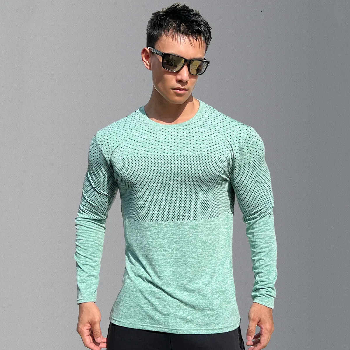 Gym Fitness Quick Dry Shirt Men Running Sport Long Sleeves T-shirt Trackwear Tee Tops Autumn Male Bodybuilding Training Clothing 241112