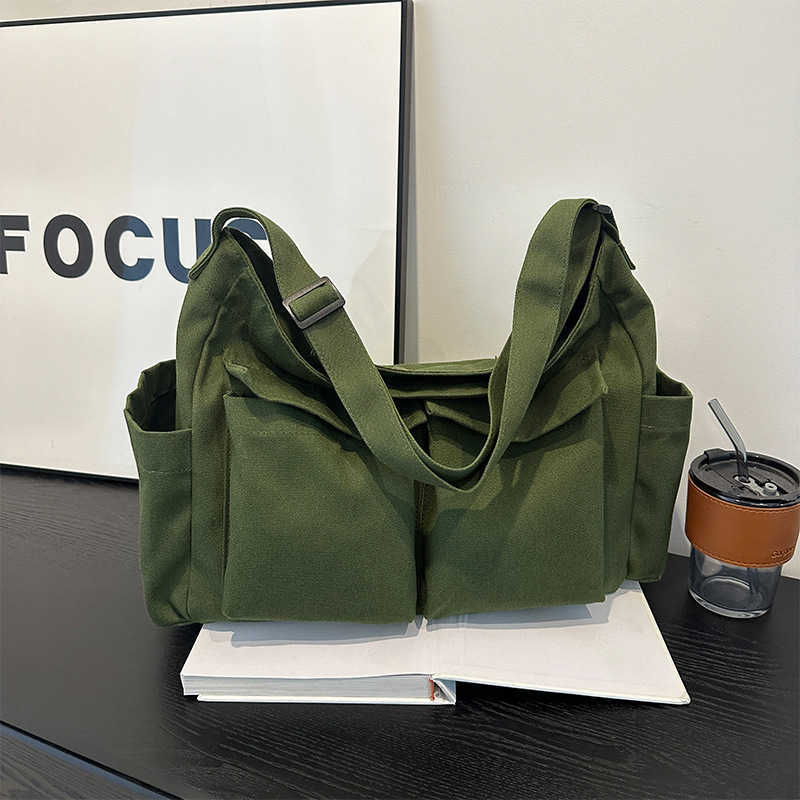 2024 Winter New Artistic Simple Single Shoulder Tote Bag Ins Large Capacity College Student Classroom Bag Crossbody Bag for Women