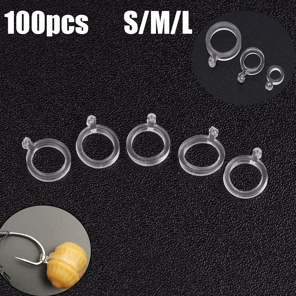 100pcs White PE Pellet Lure Bait Bandage Elastic Baitbands for Carp fishing Pellets Bait Bander Holder Boilie Stops