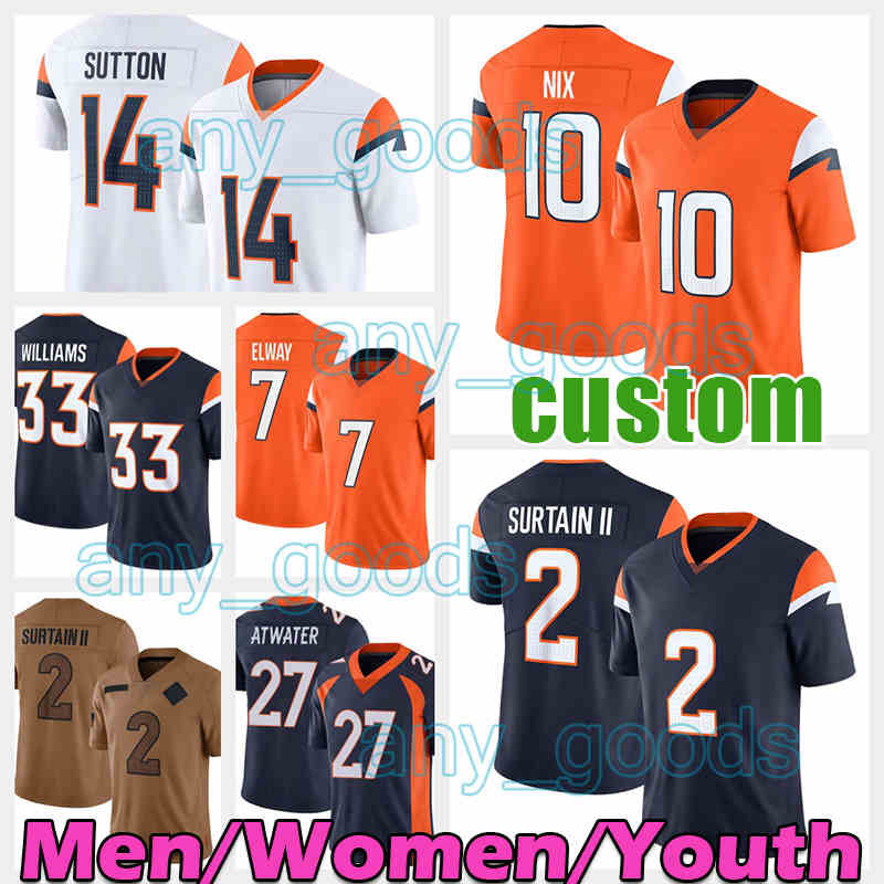 10 Bo Nix Football Jersey 2 Patrick Surtain II Pat John Elway Courtland Sutton Javonte Williams Champ Bailey Terrell Davis Riley Moss Zach Allen Peyton Manning Mims Jr.