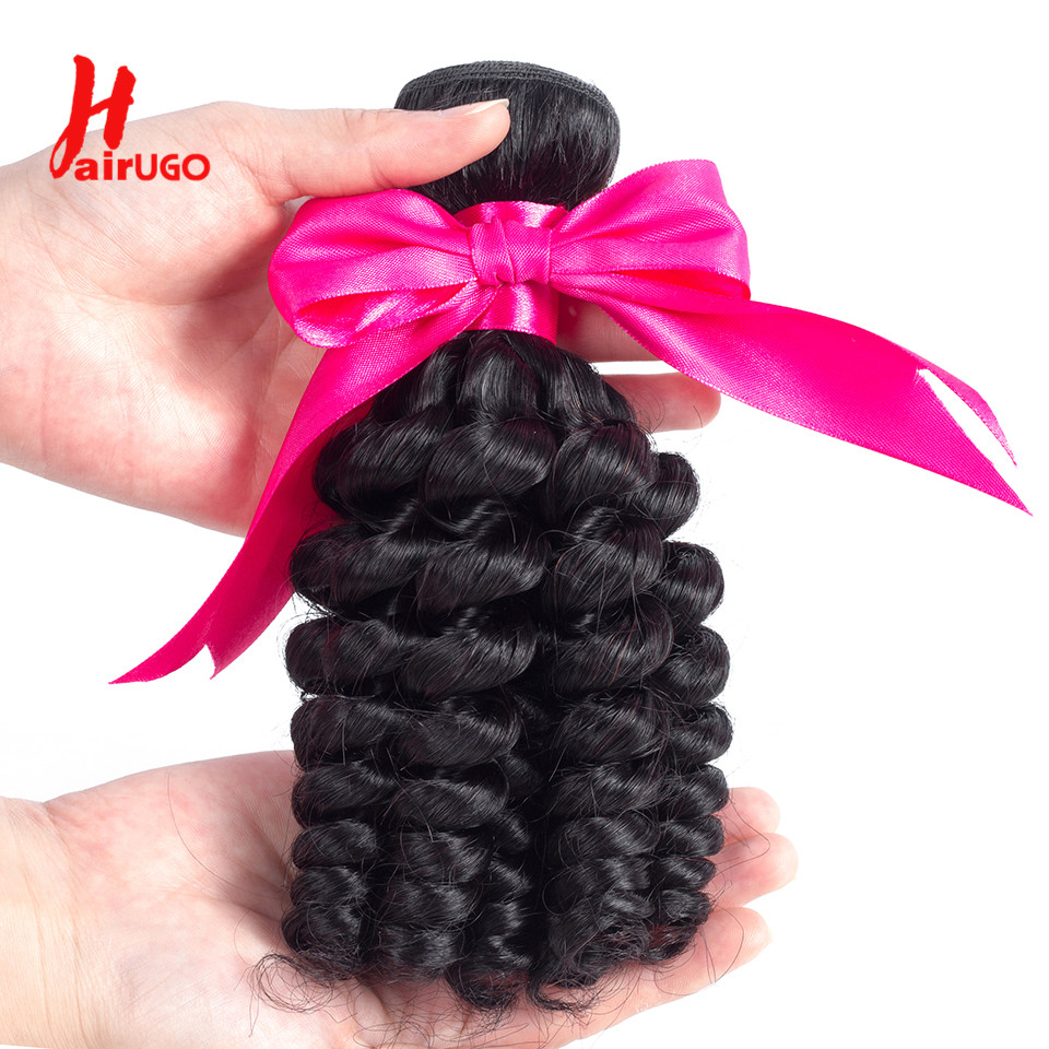 HairUGo Funmi Human Hair Bundle Brazilian Hair Weaving Double Weft Bundles Weave 10-28 inch Non-Remy Human Hair Extensions 9d08a