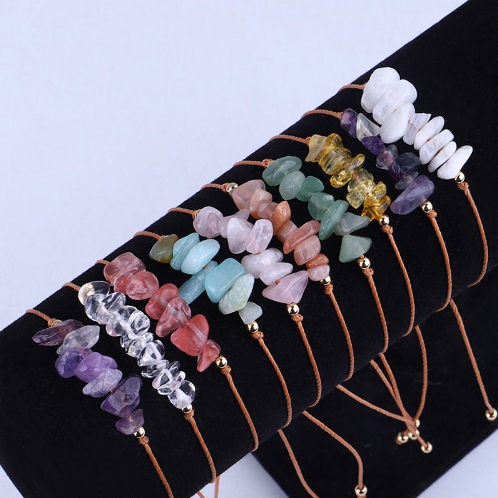 Stone Woven Rope Amethysts Beach Body Jewelry Bohemia Bracelet Crystal Gravel Bracelets Women Jewelry Accessories f5ec0
