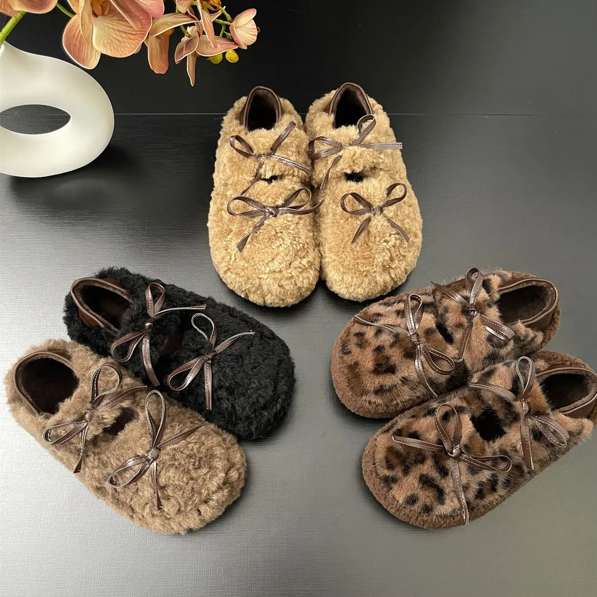 Size Large Loafers Women Low Heels New Designer Leopard New Print Walking Comfort Retro Single Shoes atos Mujer