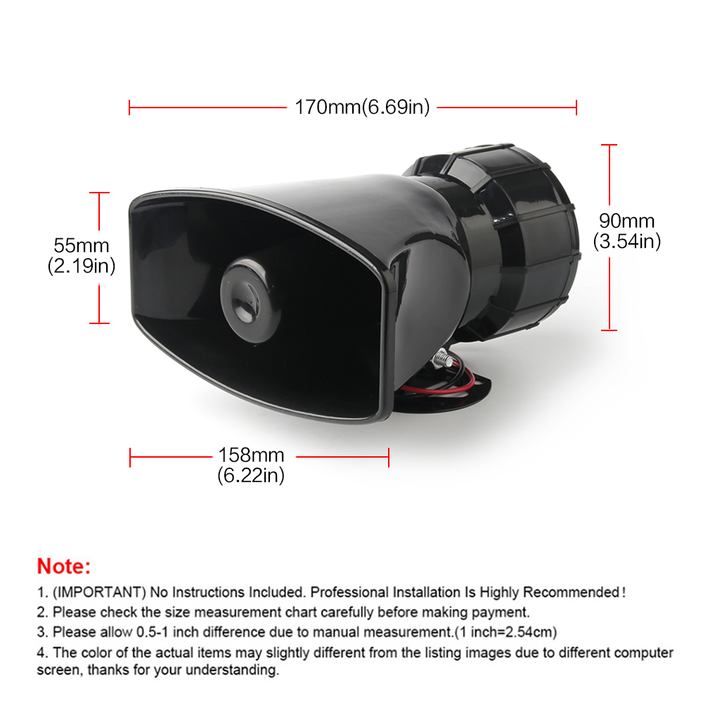 12V 100/80W Car Horn with MIC Loud Motorcycle Siren Vehicle Truck Warning Alarm Loudspeaker Plastic Police Firemen 5/7 Sound DC