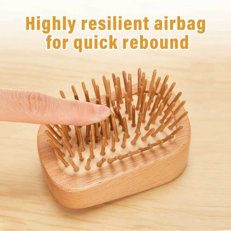 Scalp massage brush circular comb massage small wooden brush to promote hair growth W241112