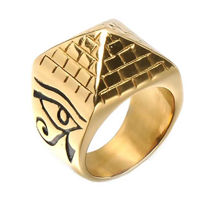 Band Rings Stainless steel ancient Egyptian pyramid ring Pharaoh Horus Eye of the Middle East Z251225