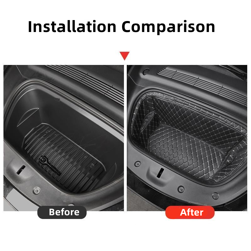For Tesla Model 3 / Y 2020-2023 Front Rear Trunk Mat Car Leather Trunk Storage Pad Bottom Protector Pad Car Interior Decoration 155d8
