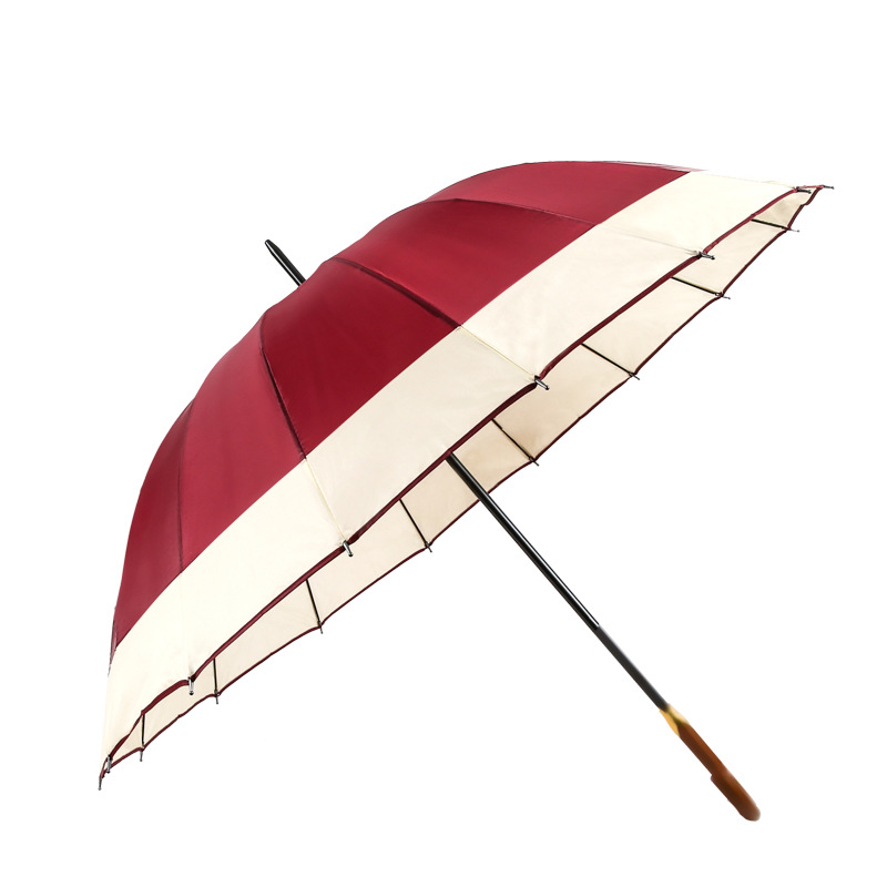 Elegant Straight Pole Umbrella with Premium Wooden Handle - Perfect Blend of Functionality and Fashion for Everyday Carry