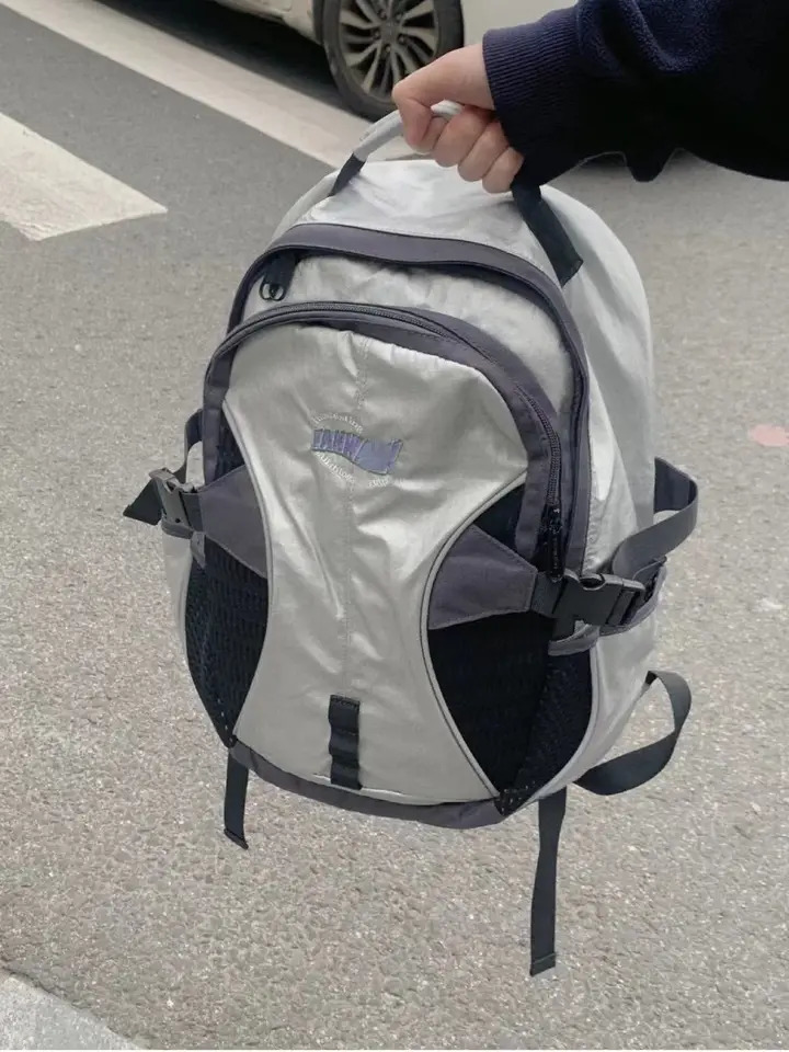 Neutral Y2k school bag American fashion Korean womens outdoor backpack high-capacity leisure letter backpack 241111