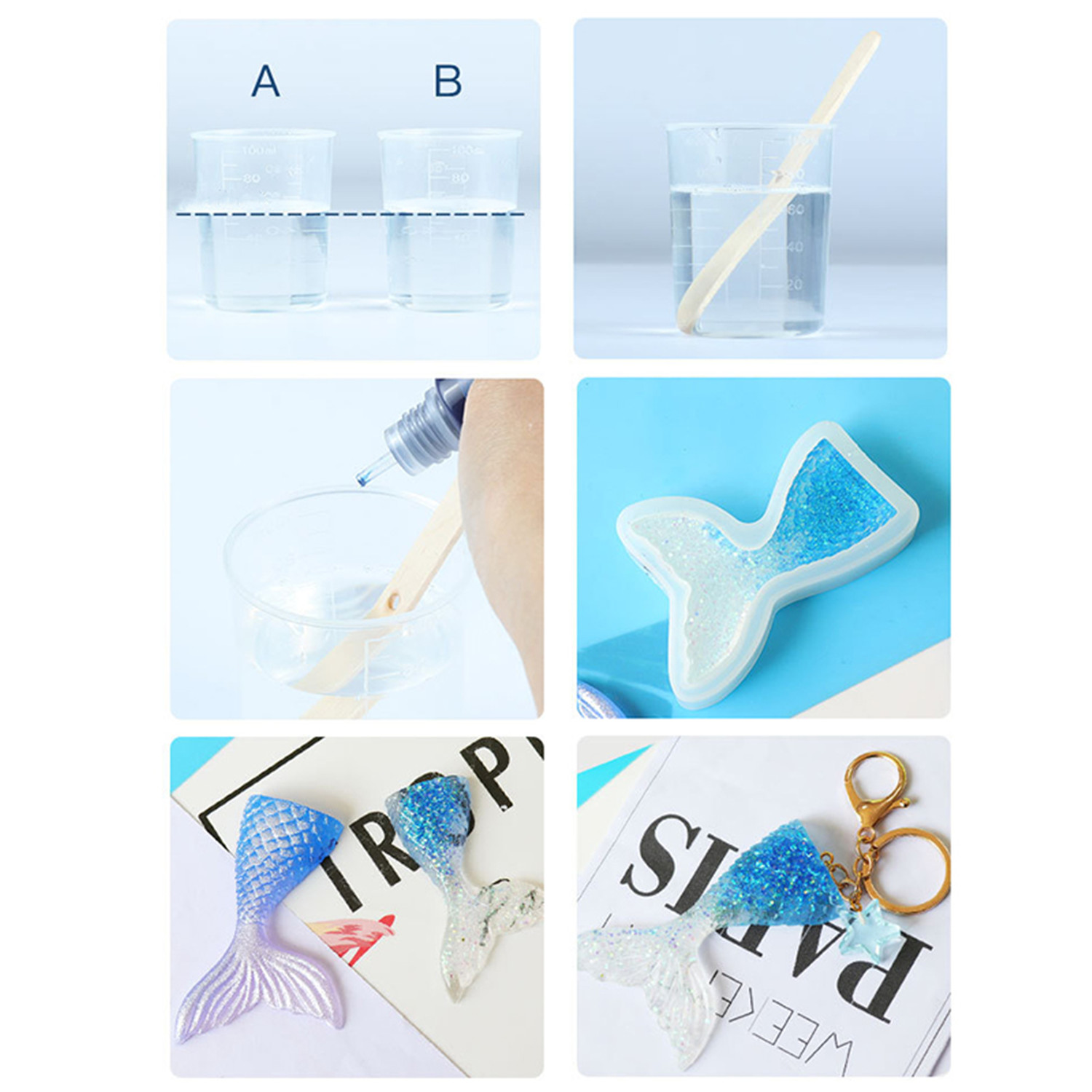 500ml 1:1 AB Resin Epoxy Glue Kit High Adhesive Hardener Crystal Glue for DIY Jewelry Making Mixed Clear DIY Resin Mold Crafs