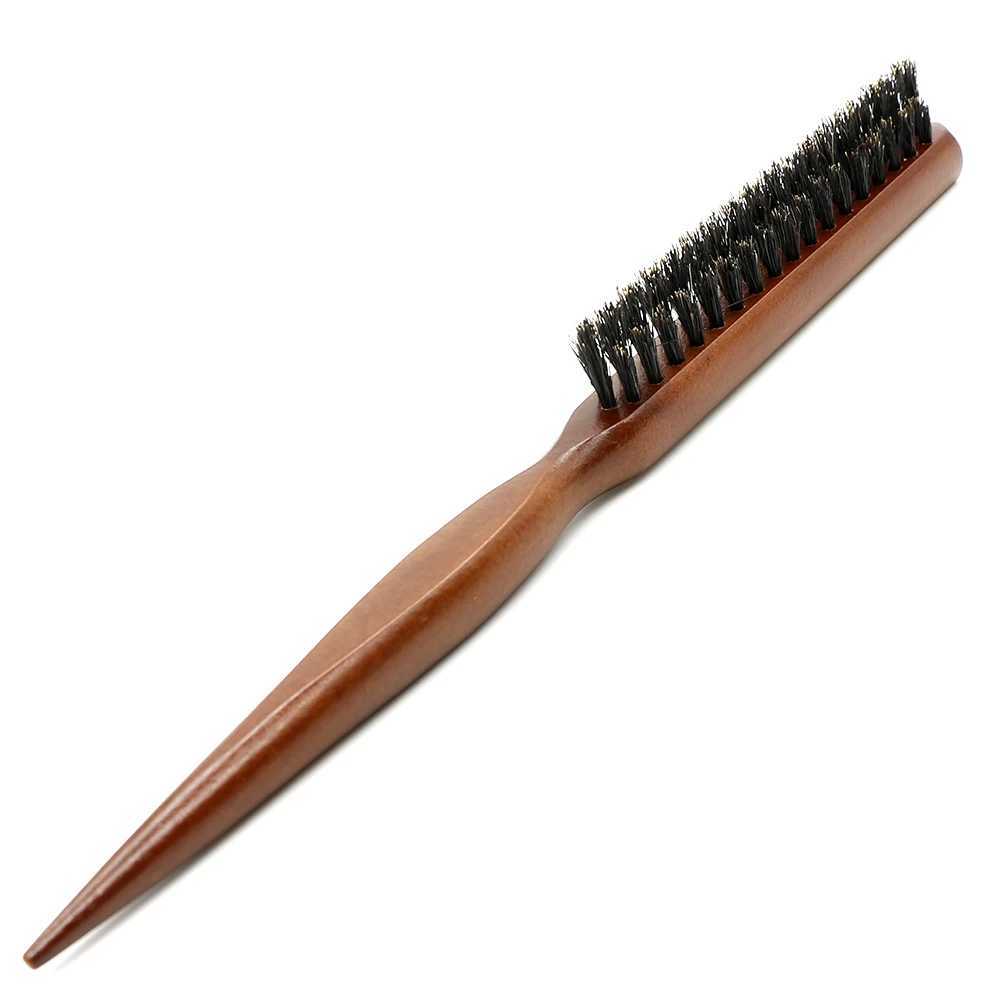 Natural pig mane hair fluffy comb wooden handle hair brush anti-static hair comb scalp massage hair stylist styling tool W241112