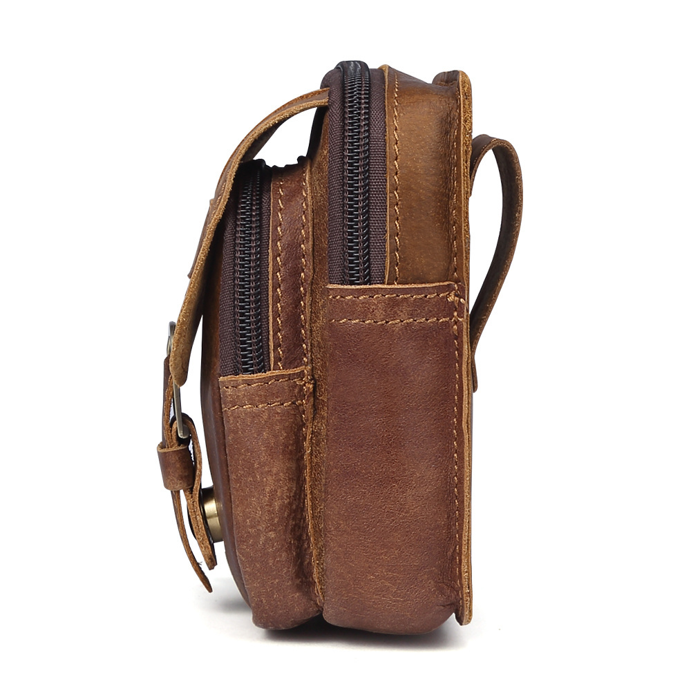 Packs For Waist Men Zipper Men's Genuine Leather Hip Bag Travel Fanny s Pack Male Small s for man 51003