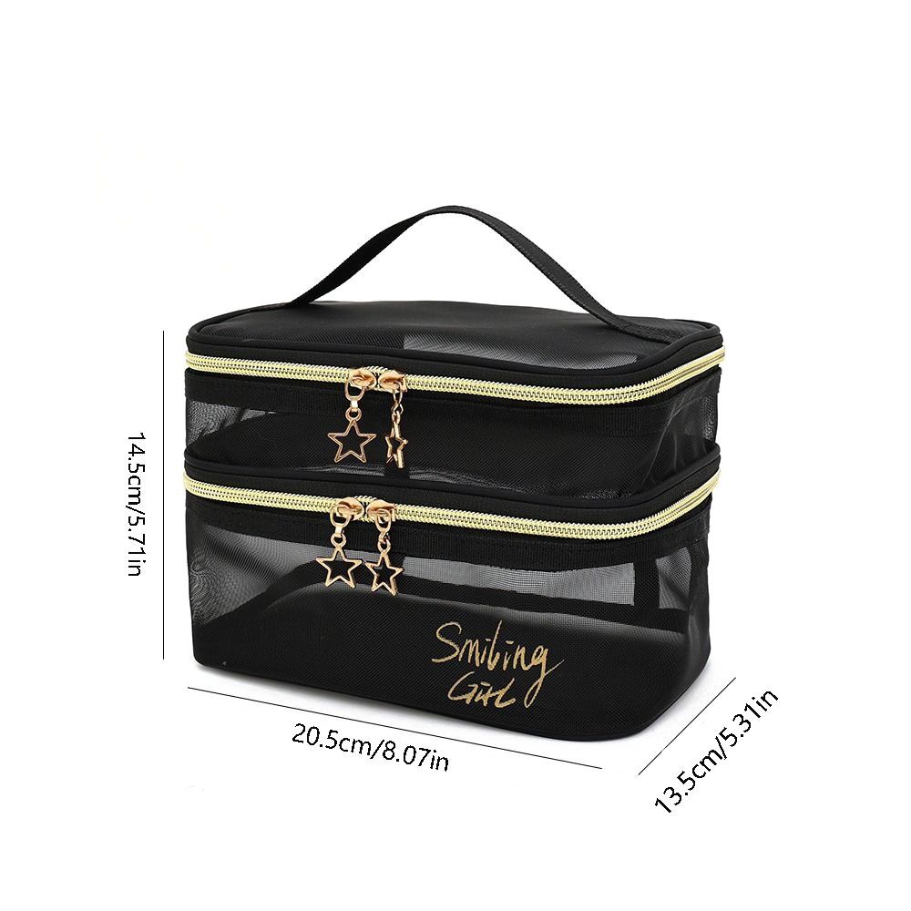 25S new model INS Travel Organizer Wash Pouch Large Capacity Case Double Layer Mesh Storage Perspective Makeup Bag Cosmetic Bags