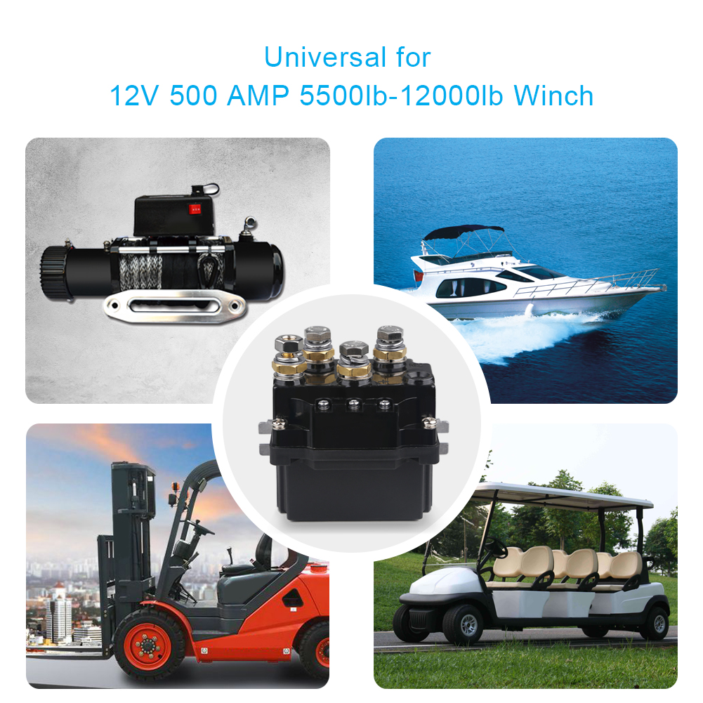 DC 12V 500A Contactor Rocker Switch 5500lb-12000lb Winch Control Solenoid Relay For ATV UTV 4WD Winches