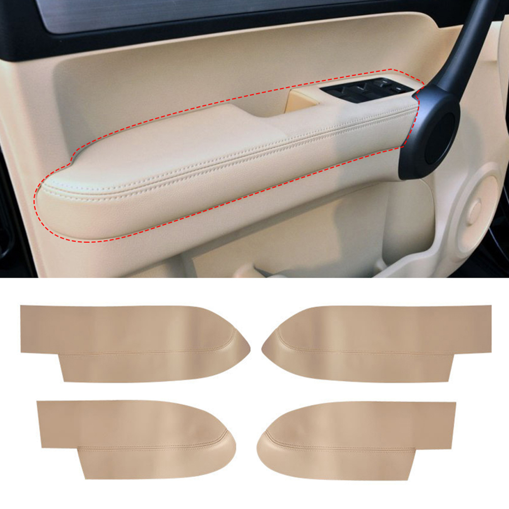 Black Leather Front For Honda CRV 2007 2008 2009 2010 2011 Car Door Armrest Panel Skin Cover Trim