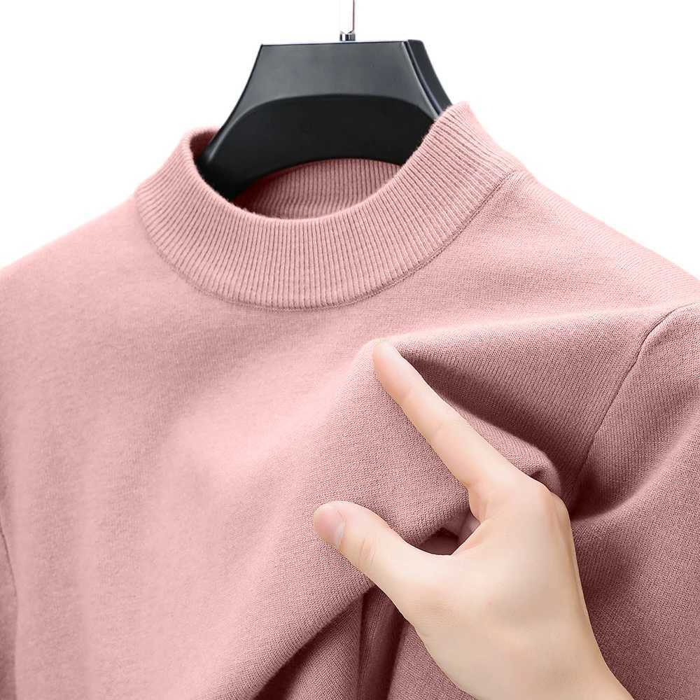Autumn mens half neck sweater plain neck knit sweater solid color zipper breathable and warm winter outdoor T-shirt W2411111