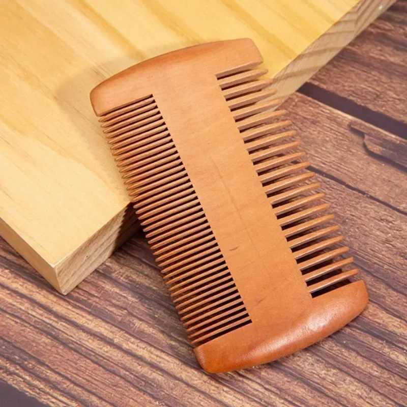 Wood grain beard comb mens mustard hair brush fine fur teeth perfect beard cream essential oil comb W241112