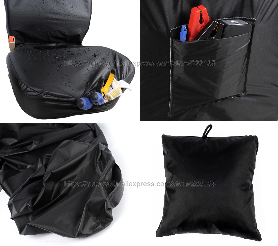 AUTOYOUTH Universal Heavy Duty Front Seat Covers Car Van Black Waterproof Protectors 1Pcs