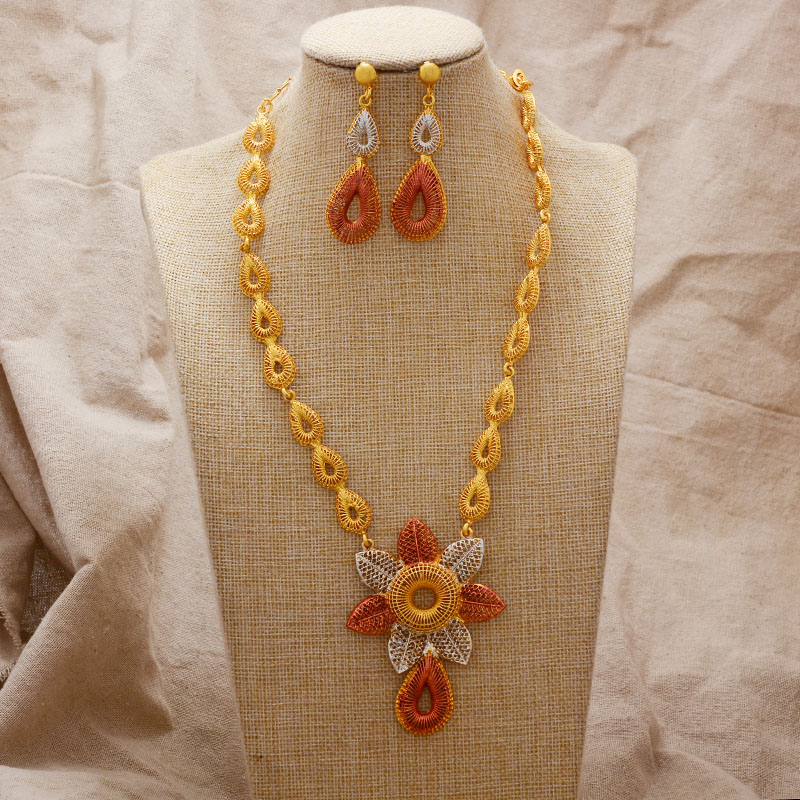 Gold Color Jewelry Set For Women Bride Dubai Africa Punk Wholesale Jewelry Set dad86