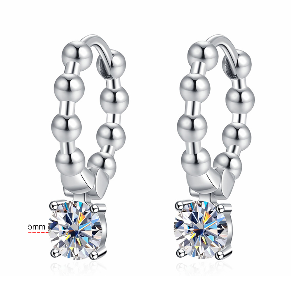 Serenity Day 1cttw 2 Stones Real D Color 5mm Full Moissanite Hoop Earrings For Women Gift S Sterling Sier Stud Fine Jewelry db4ec 5 2f9ae