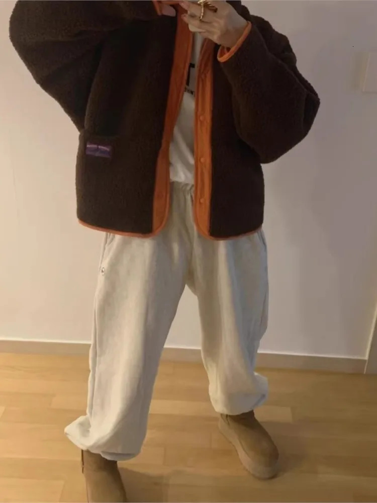 Winter Teddy Patch Work Reversible Jacket for Women Korean Loose Casual Modis Printed Womens Jacket Long Sleeve Womens Jacket 241112